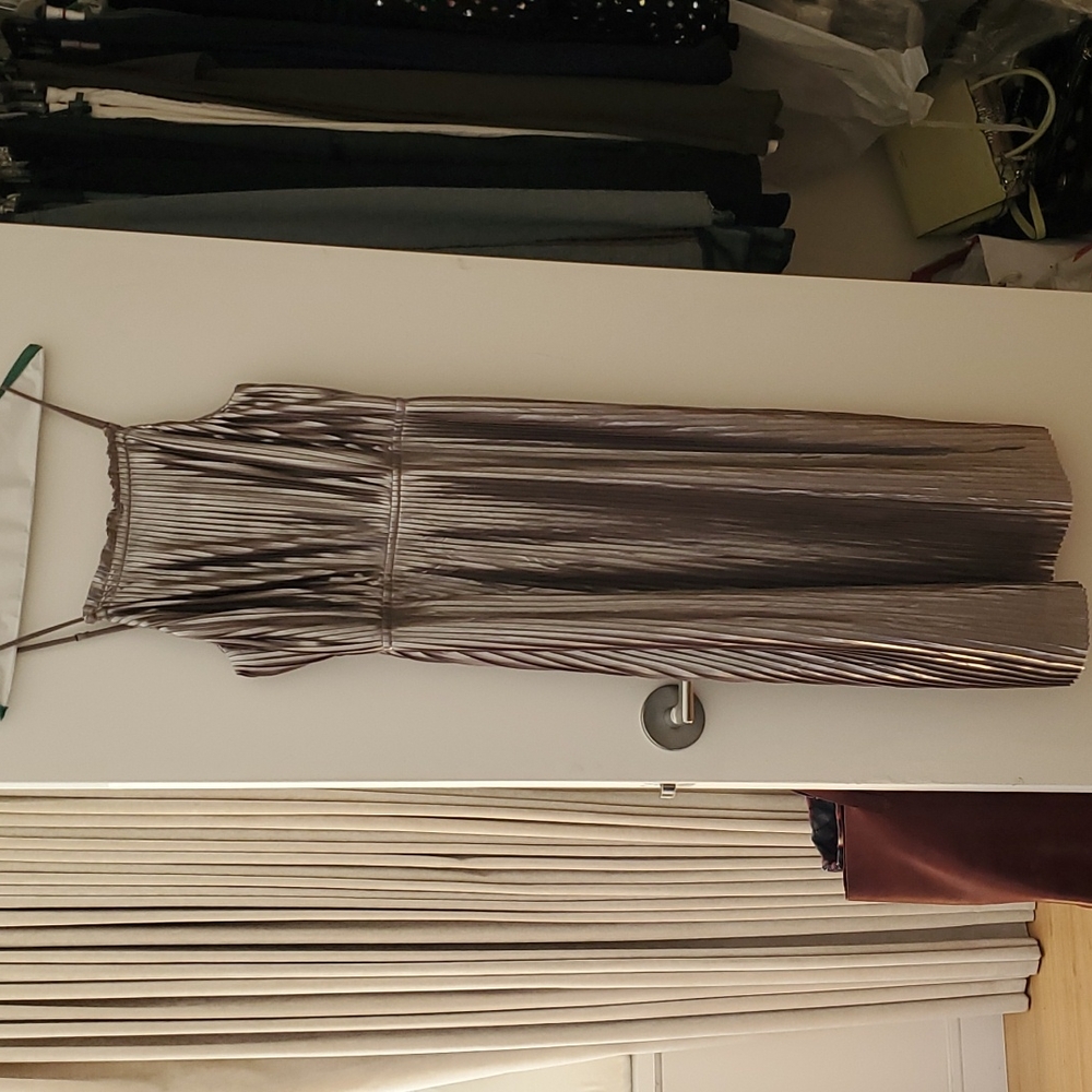 Banana Republic silver pleated midi dress